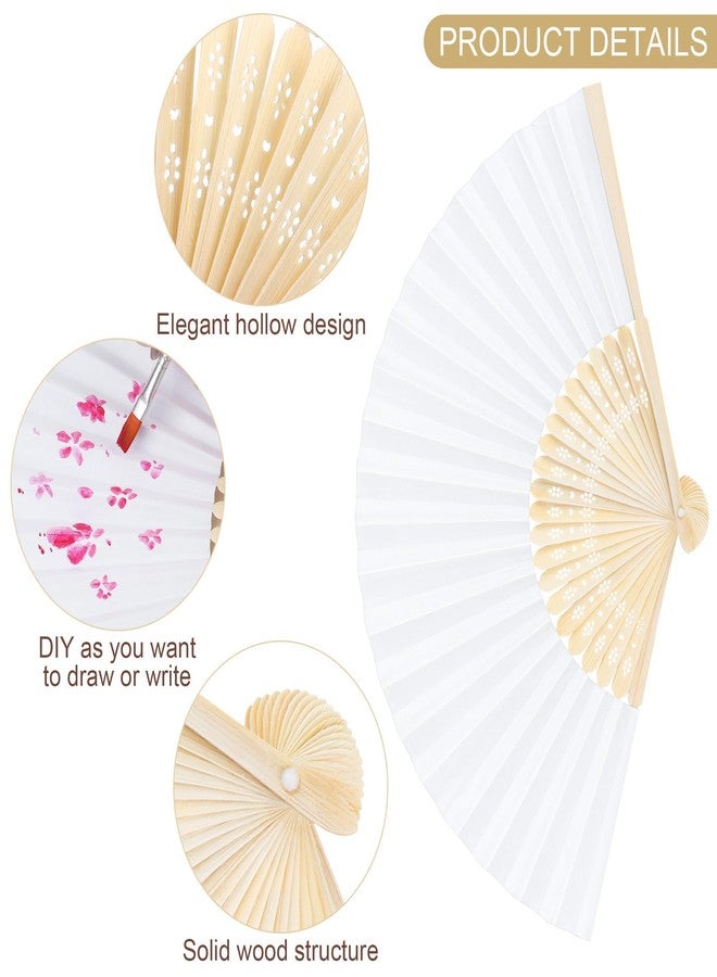 Aodaer 100 Pieces White Paper Fans Folding Fans with Foldable Storage Basket Bamboo Handheld Fans for Guests Wedding Bridal Party Favor Baby Shower Decoration DIY Supplies - Image 3